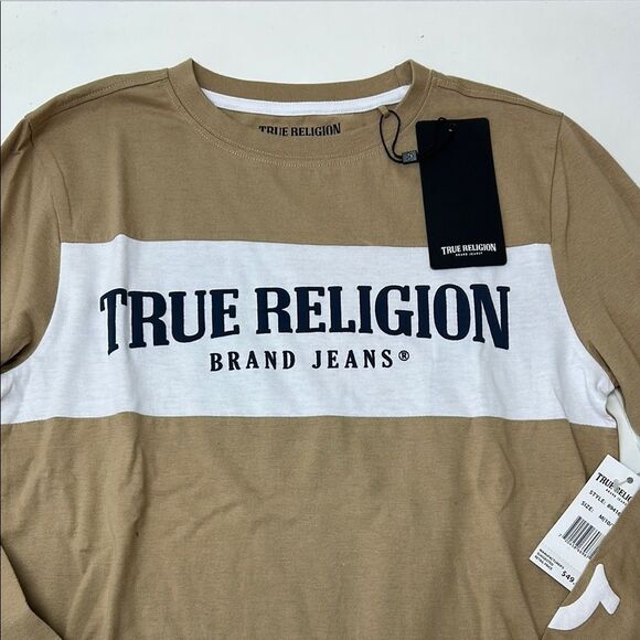 🔥True Religion Tan Long Sleeve Tee Casual Cotton Blend sz 10/12 new - Picture 2 of 5